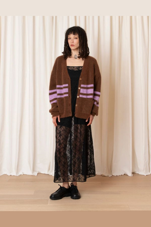 Ali Golden Oversized Mohair Cardigan Sweater