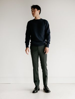 Auralee Wool Kid-Mohair Gabardine Narrow Slacks - Dark Olive