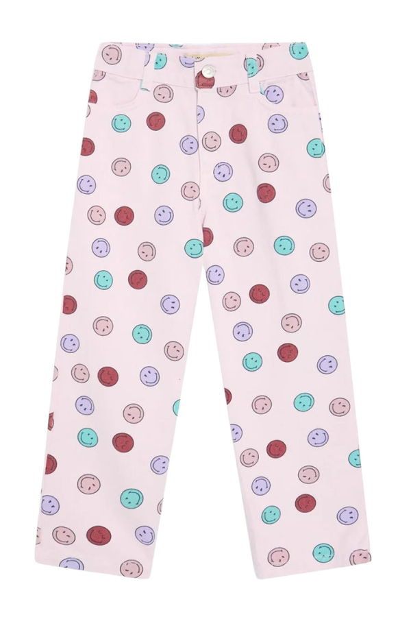 KIDS The New Society Denim Pants Smiley Print - Pink