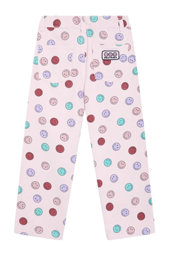 KIDS The New Society Denim Pants Smiley Print - Pink