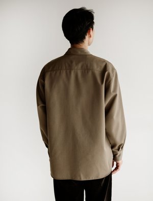Auralee Wool Kid-Mohair Gabardine Shirt - Khaki Beige | Garmentory