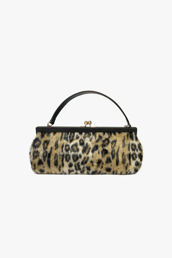 Anna Sui Leopard Faux Fur East West Handbag