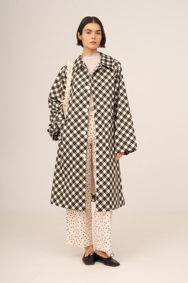 Carmen Says Classic Betty Argyle-Inspired Geometric Print Trench Coat