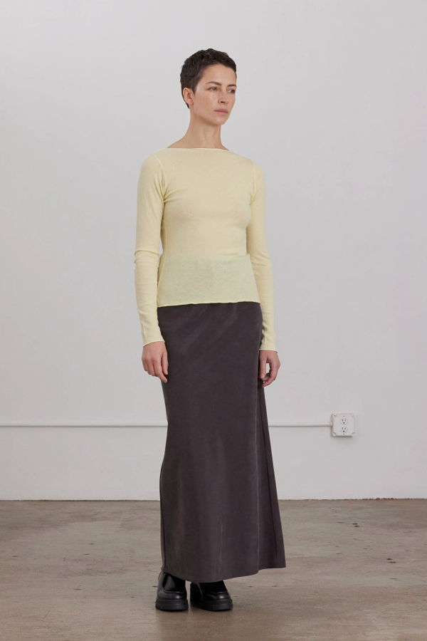 Black Crane Bias Skirt - Dark Plum