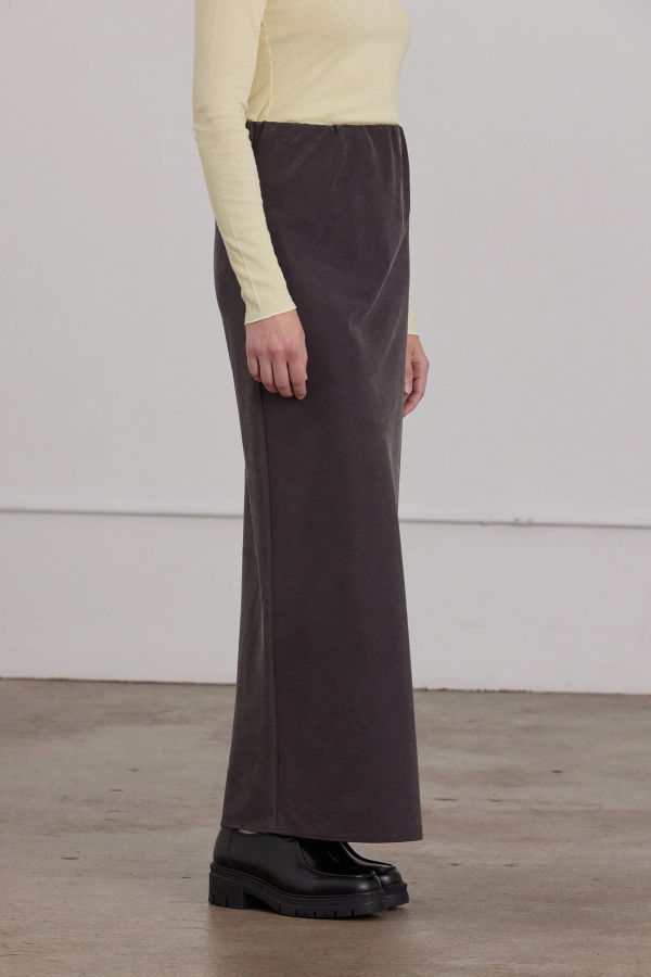 Black Crane Bias Skirt - Dark Plum