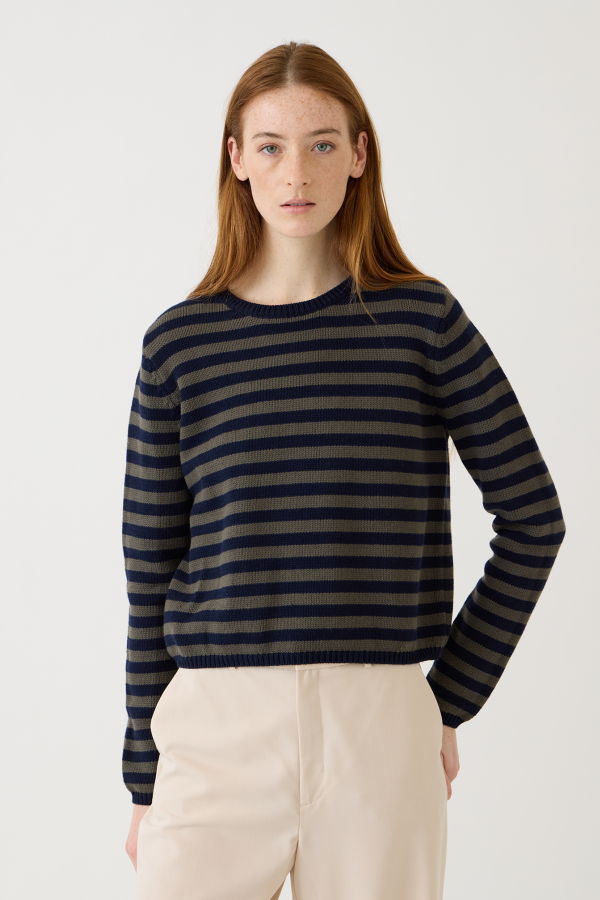 DEMYLEE Melina Stripe Cotton Cashmere Sweater