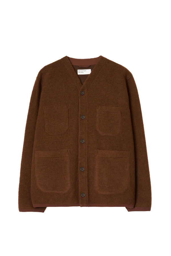 Universal Works Wool Fleece Cardigan - Cacao