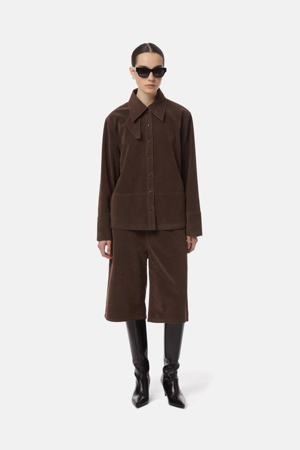 APPARIS Ren Sans Suede Bermuda Shorts - Dark Brown
