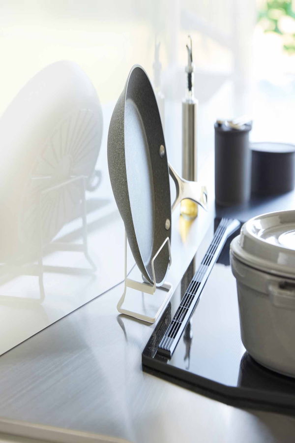 Yamazaki Home Frying Pan Stand Steel Kitchen Organizer
