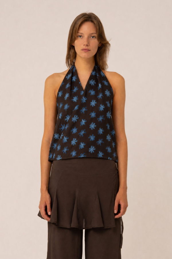 Carmen Says Palma Cross Flower Print Top