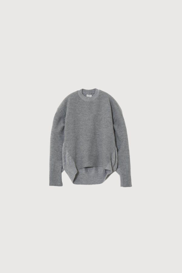 Yoke Wool Sculptural Crewneck Pullover - Gray