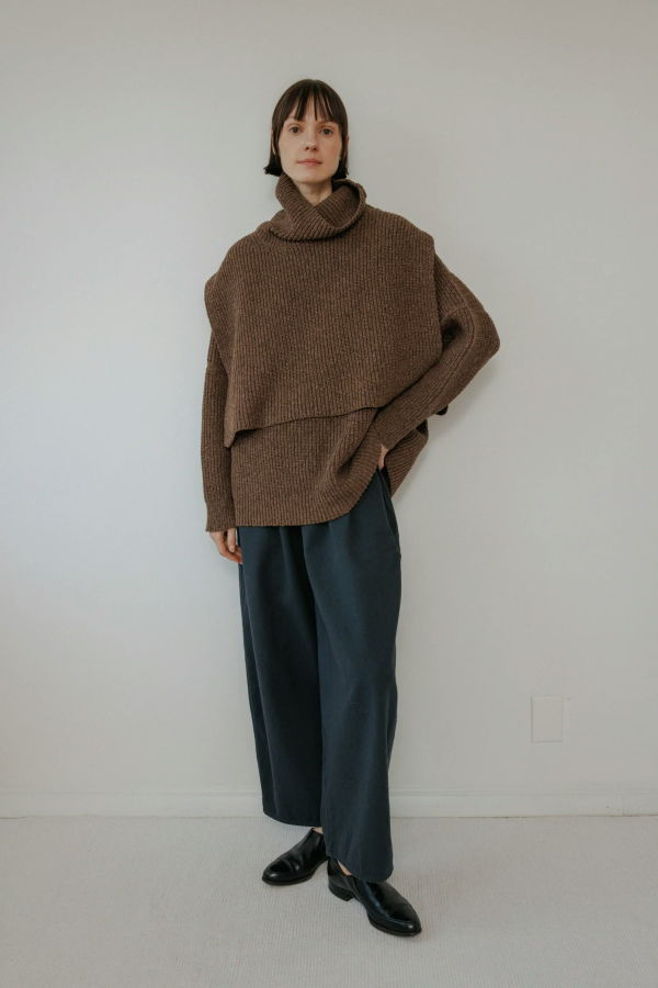 Wol Hide Rib Poncho - Umber