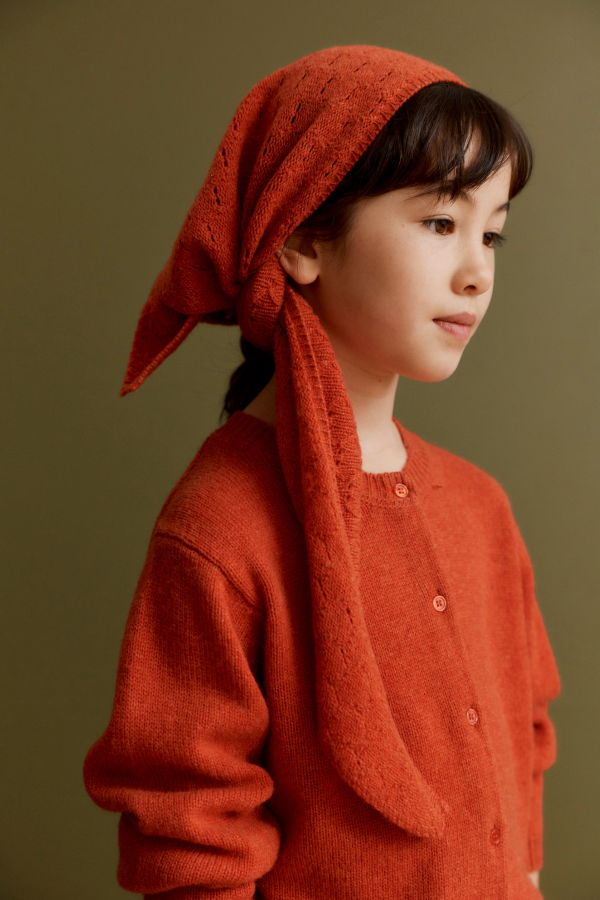 KIDS Caramel Lotte Children's Wool Pointelle Scarf