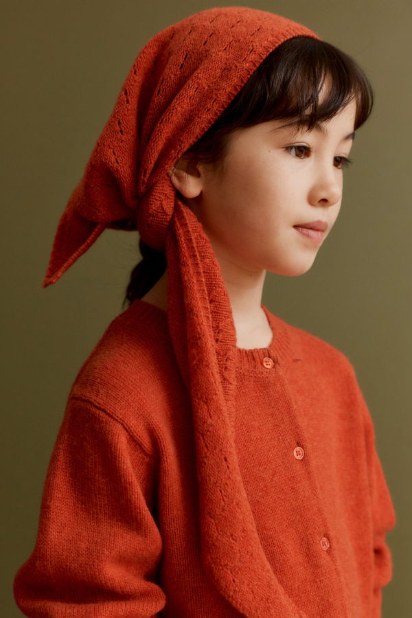 KIDS Caramel Rosa Children's Wool Pointelle Cardigan