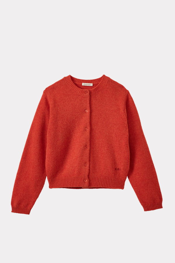 KIDS Caramel Rosa Children's Wool Pointelle Cardigan