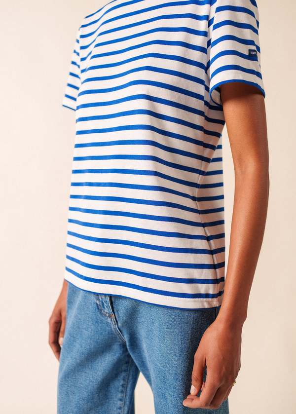 Saint James Etrille II Nautical Striped Tee - White/Royal Blue
