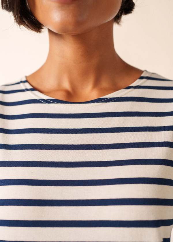 Saint James Levant Modern Breton Shirt - Ecru/Navy