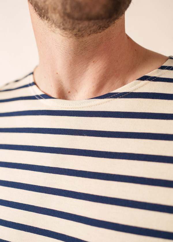 Saint James Levant Modern Breton Shirt - Ecru/Navy