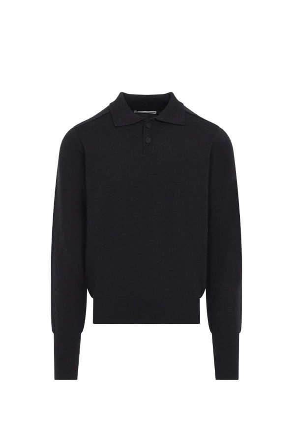 Studio Nicholson Extrafine Merino Sark Polo Shirt Jumper - Coal