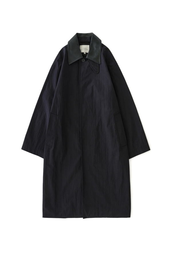 Studio Nicholson Washed Weather Cloth Revere Trench Coat - Darkest Navy