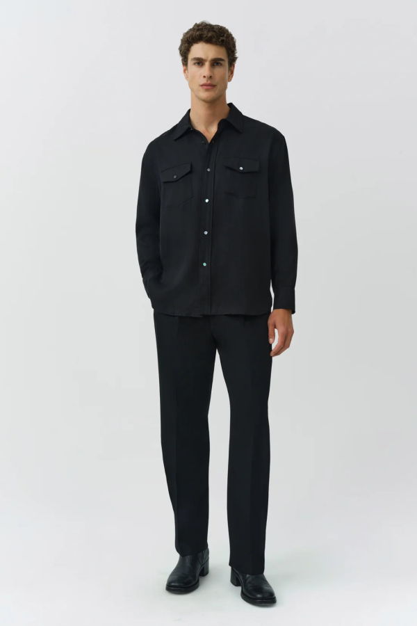 Jonathan Simkhai Carter Refined Workwear Shirt - Black