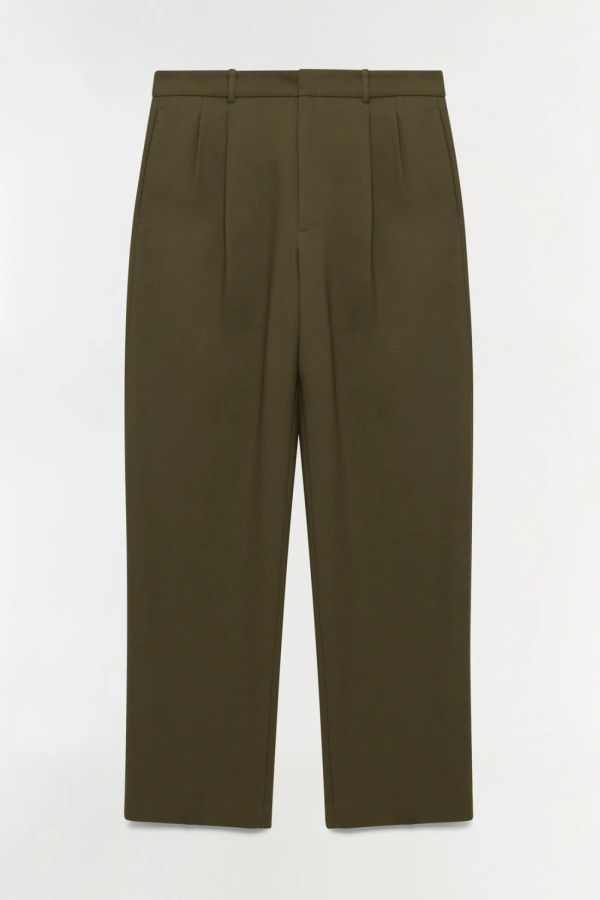 Jonathan Simkhai Julian Pleated Trousers - Dark Olive