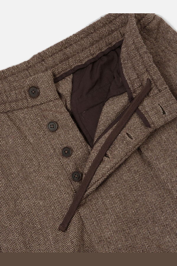 Universal Works Wool Herringbone Pleated Track Pant
