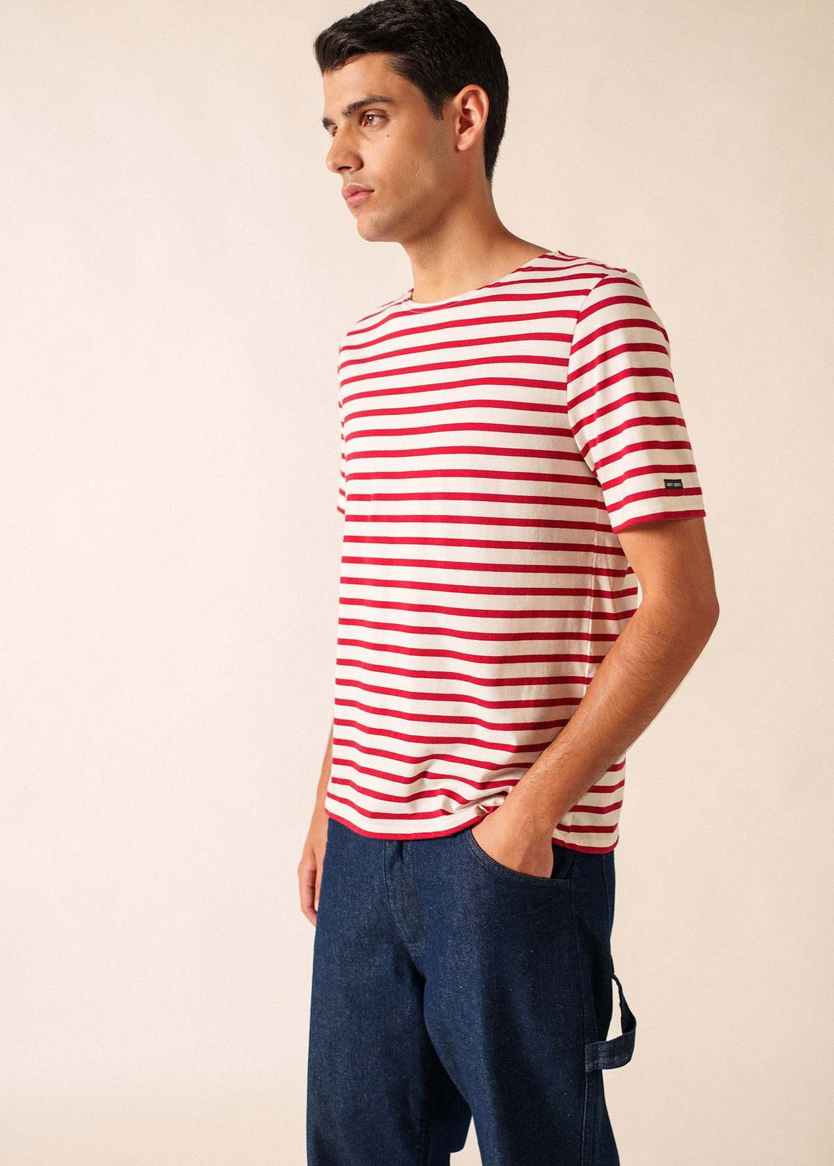 Saint James Levant Modern Breton Shirt - Ecru/Maroon - Image 3 of 11