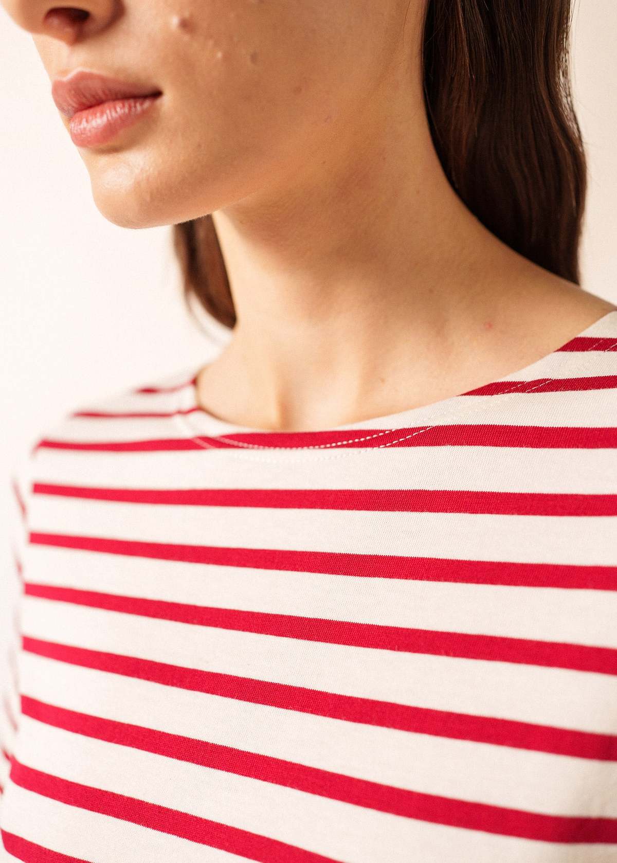 Saint James Levant Modern Breton Shirt - Ecru/Maroon - Image 6 of 11