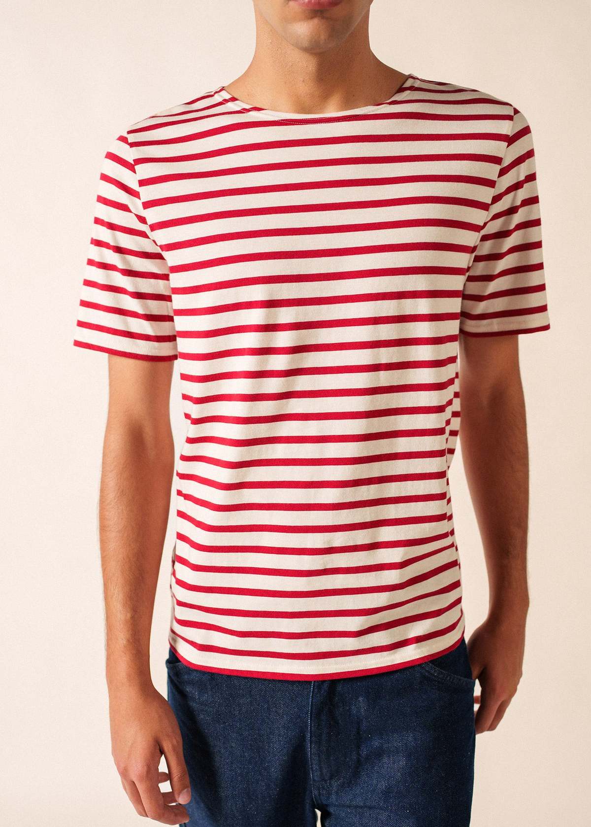 Saint James Levant Modern Breton Shirt - Ecru/Maroon - Image 9 of 11