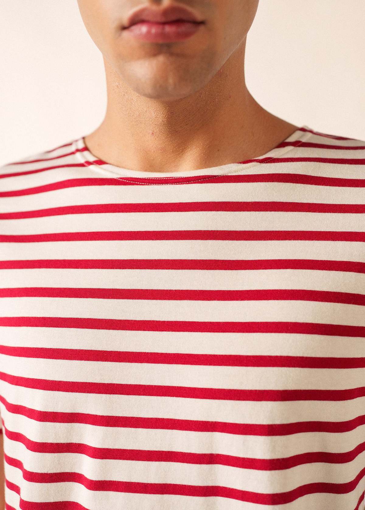 Saint James Levant Modern Breton Shirt - Ecru/Maroon - Image 10 of 11
