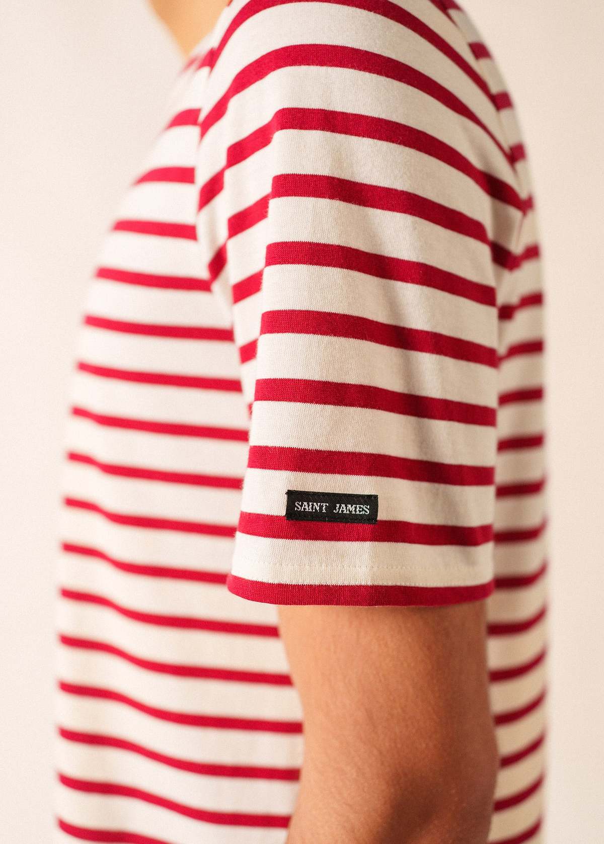 Saint James Levant Modern Breton Shirt - Ecru/Maroon - Image 11 of 11