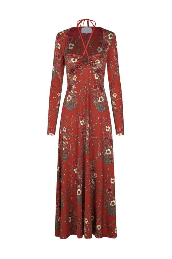 JOHANNA ORTIZ Marsala Festive Performance Ankle Dress - Spicy Red