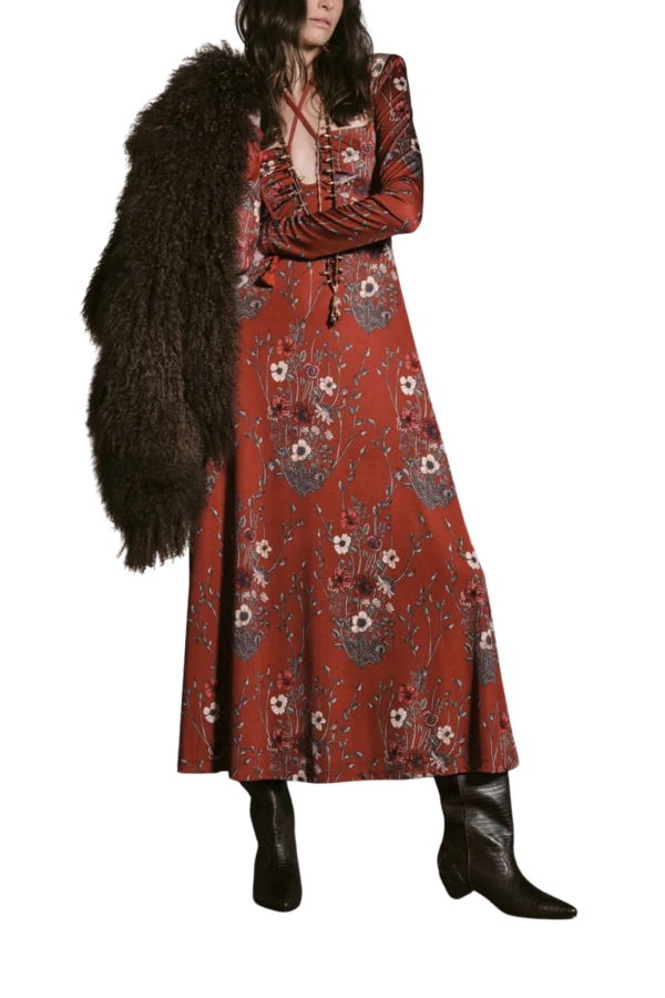 JOHANNA ORTIZ Marsala Festive Performance Ankle Dress - Spicy Red