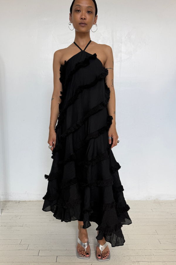 Abacaxi Spiral-Seamed Fringe Dress