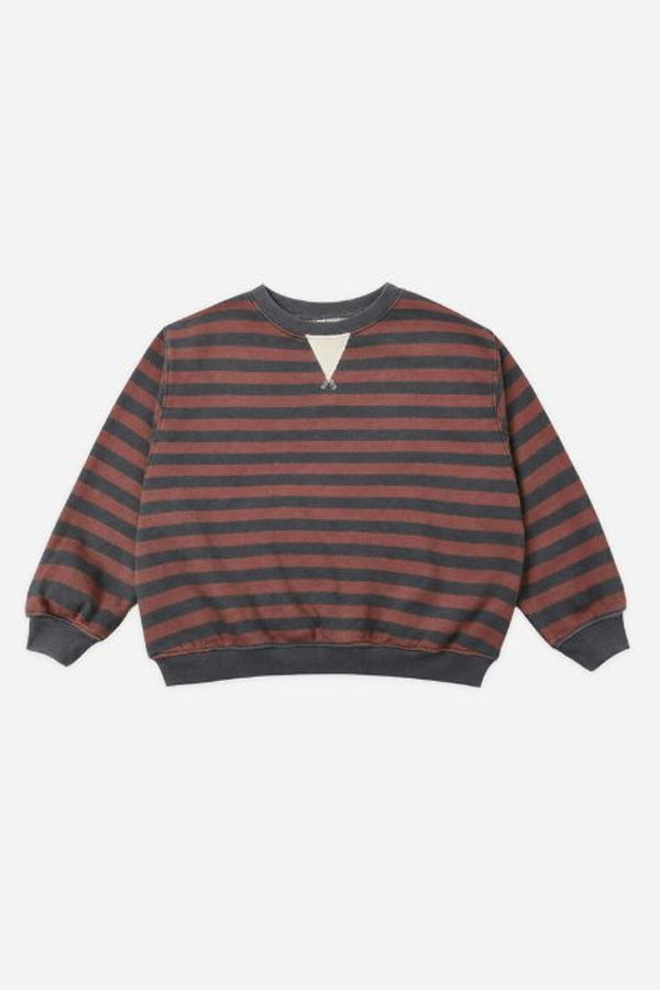 KIDS Rylee + Cru Oversized Crew Mulberry Stripe Top - Midnight