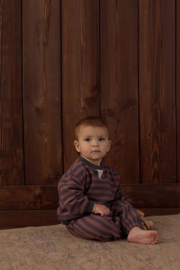 KIDS Rylee + Cru Relaxed Jogger Mulberry Stripe - Midnight