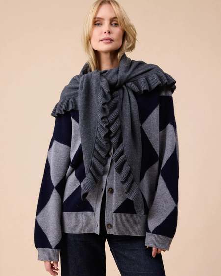 Ganni Mohair Gradient Scarf - Silver/Lake Blue | Garmentory