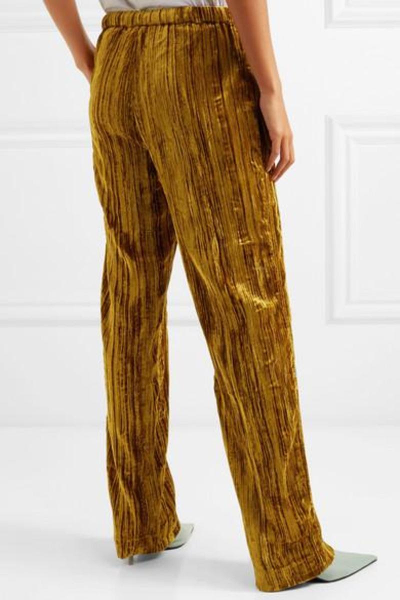 Stine Goya Aileen Velvet Trousers - GOLD VELVET | Garmentory