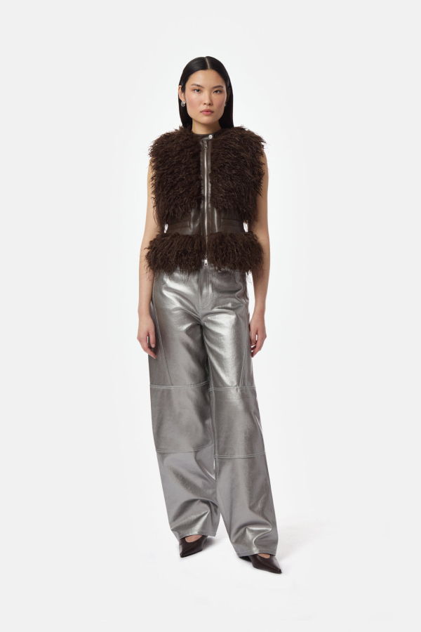 APPARIS Cleo Mongolian Vest - Deep Brown