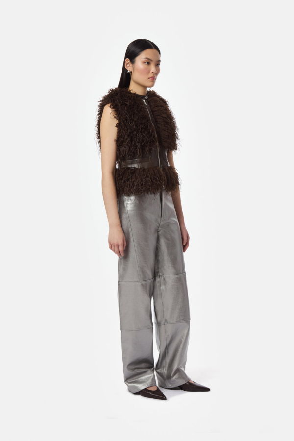 APPARIS Cleo Mongolian Vest - Deep Brown