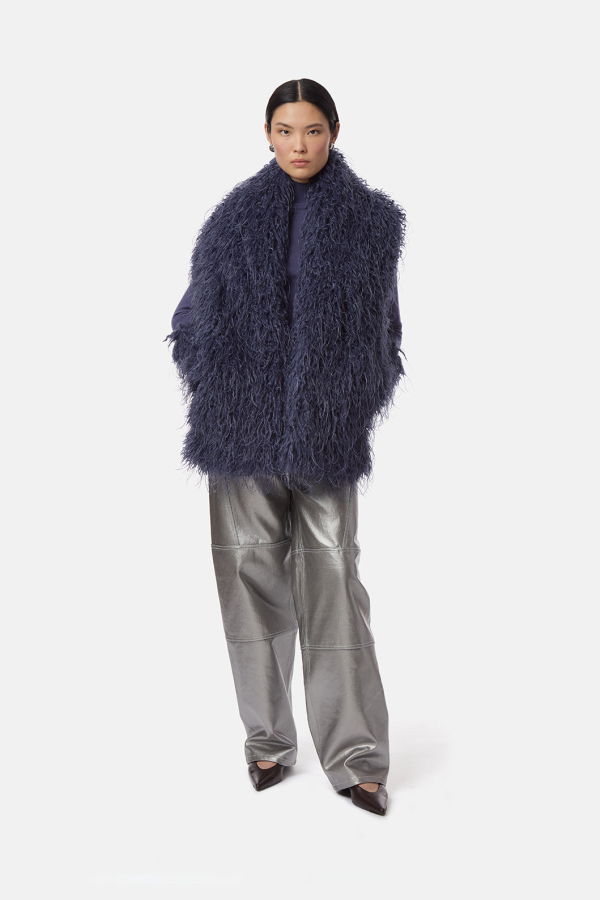 APPARIS Dame Mongolian Shawl - Steel Blue