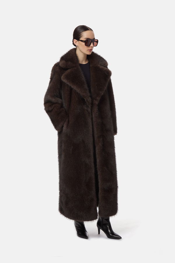 APPARIS Gabrielle Sable Maxi Coat - Fauve Multi