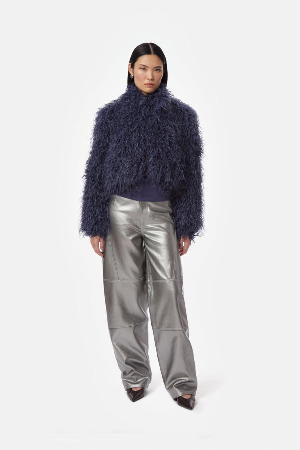 APPARIS Ginette Mongolian Jacket - Steel Blue