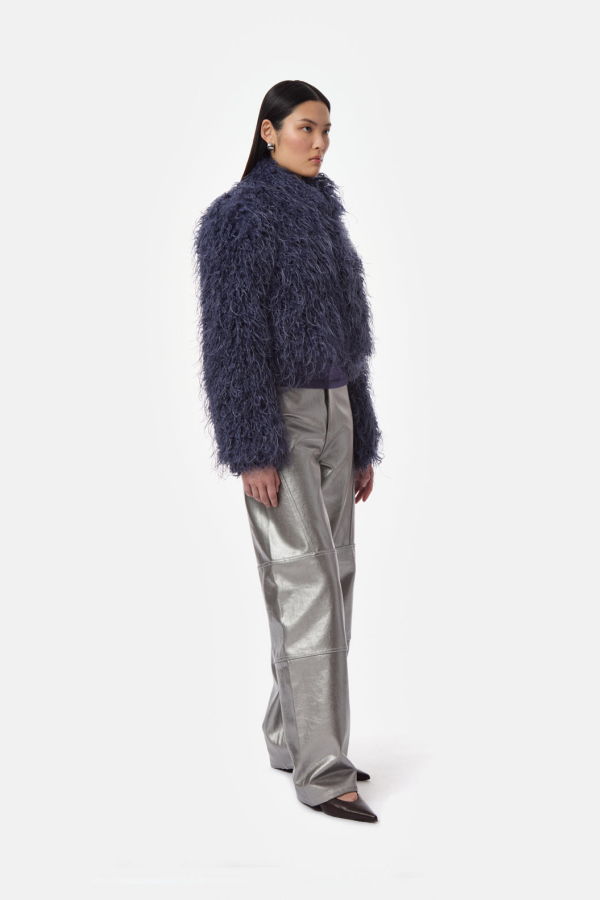 APPARIS Ginette Mongolian Jacket - Steel Blue