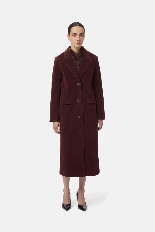 APPARIS Lauren Sans Suede Overcoat - Mahogany Red