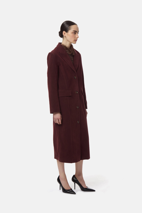 APPARIS Lauren Sans Suede Overcoat - Mahogany Red