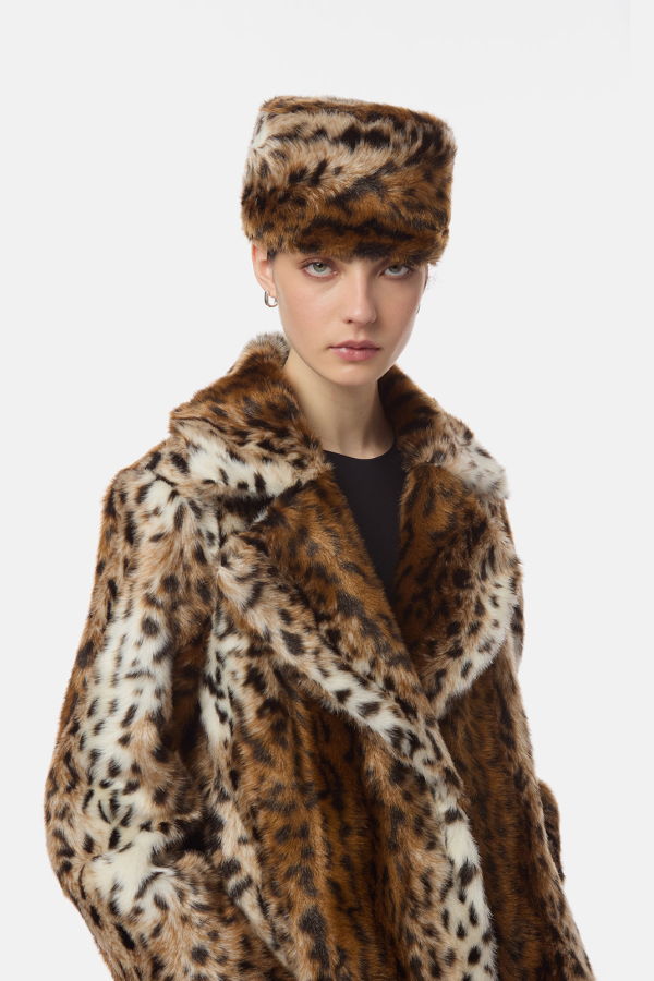 APPARIS Margot Shaved Leopard Pillbox Hat