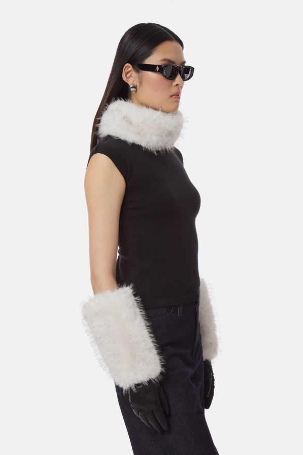APPARIS Robi Tipped Fox Gloves - Noir/Blanc Multi