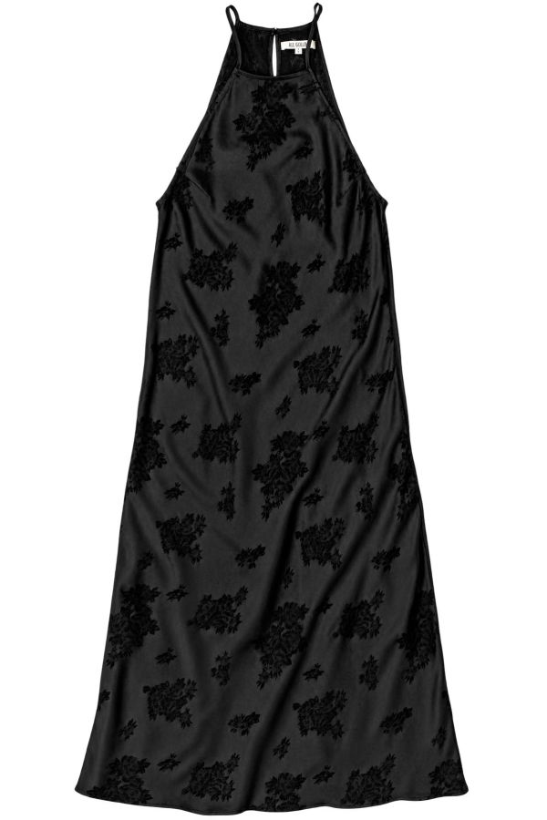 Ali Golden High Neck Bias Jacquard Dress